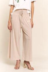 J.NNA Women's Boho Smocked Waist Wide Leg Pants with Pockets - Stylish & Comfortable Fashion
